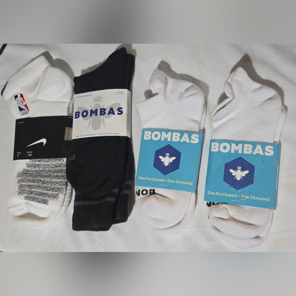 Bombas And Nike NBA Men's Black and White Athletic Socks